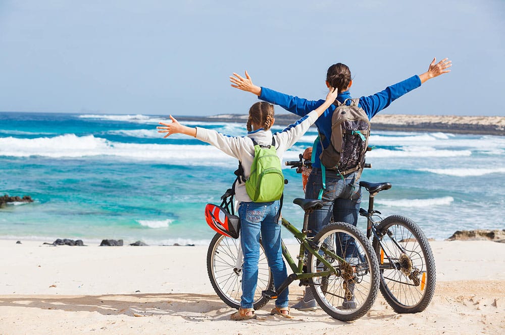 Beaches in Playa Blanca 7 Milla Playa Blanca family having a cycling excursion on Lanzarote